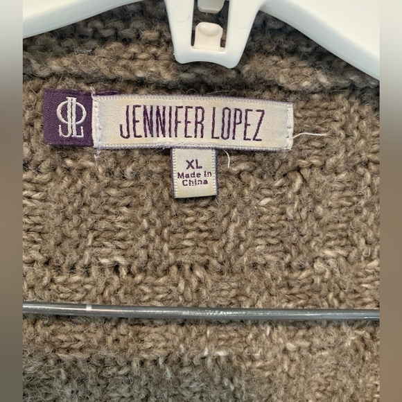 Jennifer Lopez Brown Poncho Style Sweater, Acrylic Polyester Wool Blend; Size XL - Picture 3 of 10